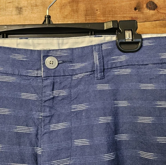 Old Navy Mens Ultimate Slim Blue W/White Heather Wave Design Linen Shorts Sz 33 - Picture 4 of 14